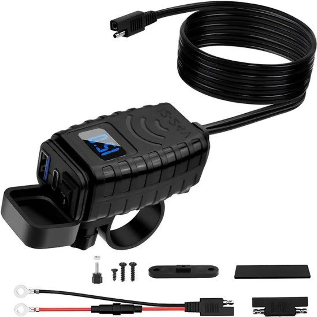 Adaptateur Chargeur 12V Moto avec Écran de Tension et Protection 10A