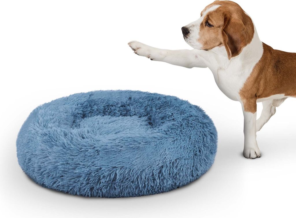 Haustierbett Fluffy Ø70cm ( Türkis ) "XL" - Hundekissen rund flauschig, , rutschfest und waschbar - Hundebett Katzenbett Hunde & Katzen