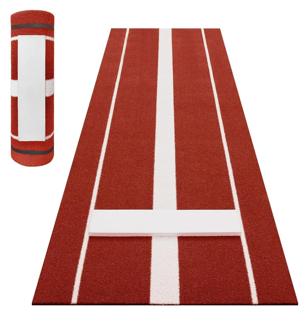 Tapis d'entraînement softball en gazon synthétique rouge 3m intérieur