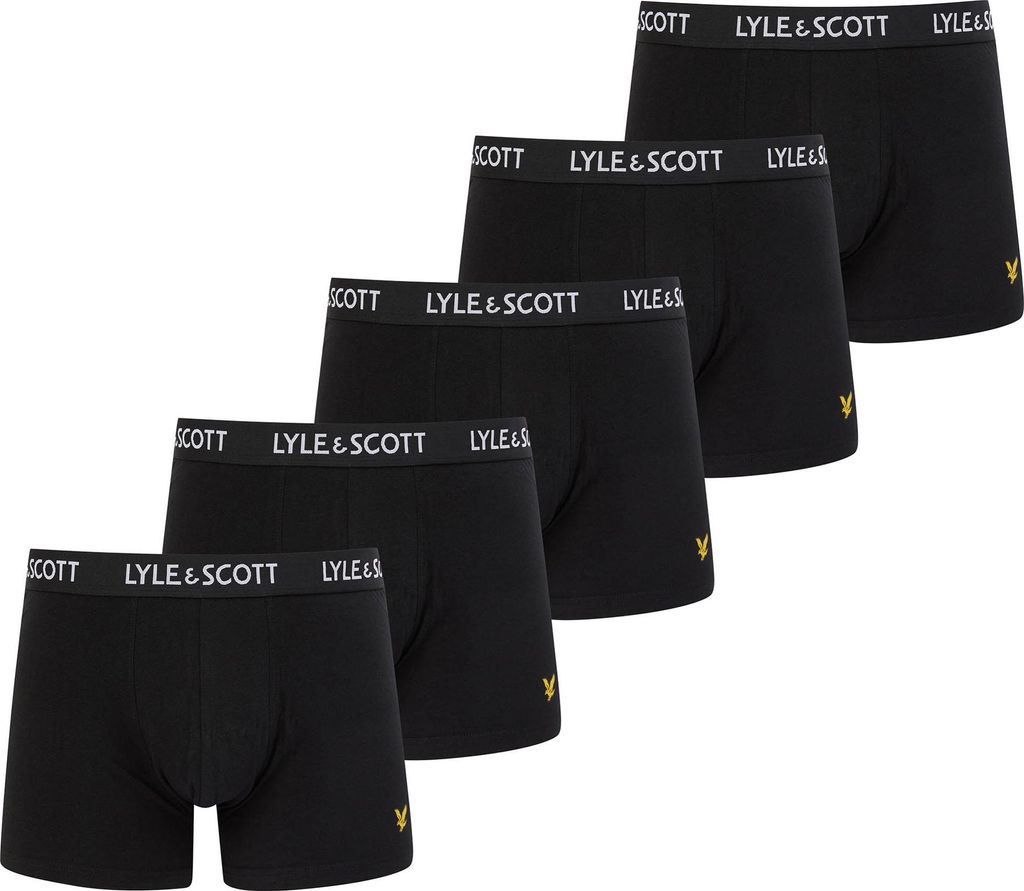 LYLE&SCOTT Herren Boxershorts, 5er Pack - Miller Core Trunks, Baumwoll-Stretch Schwarz 2XL