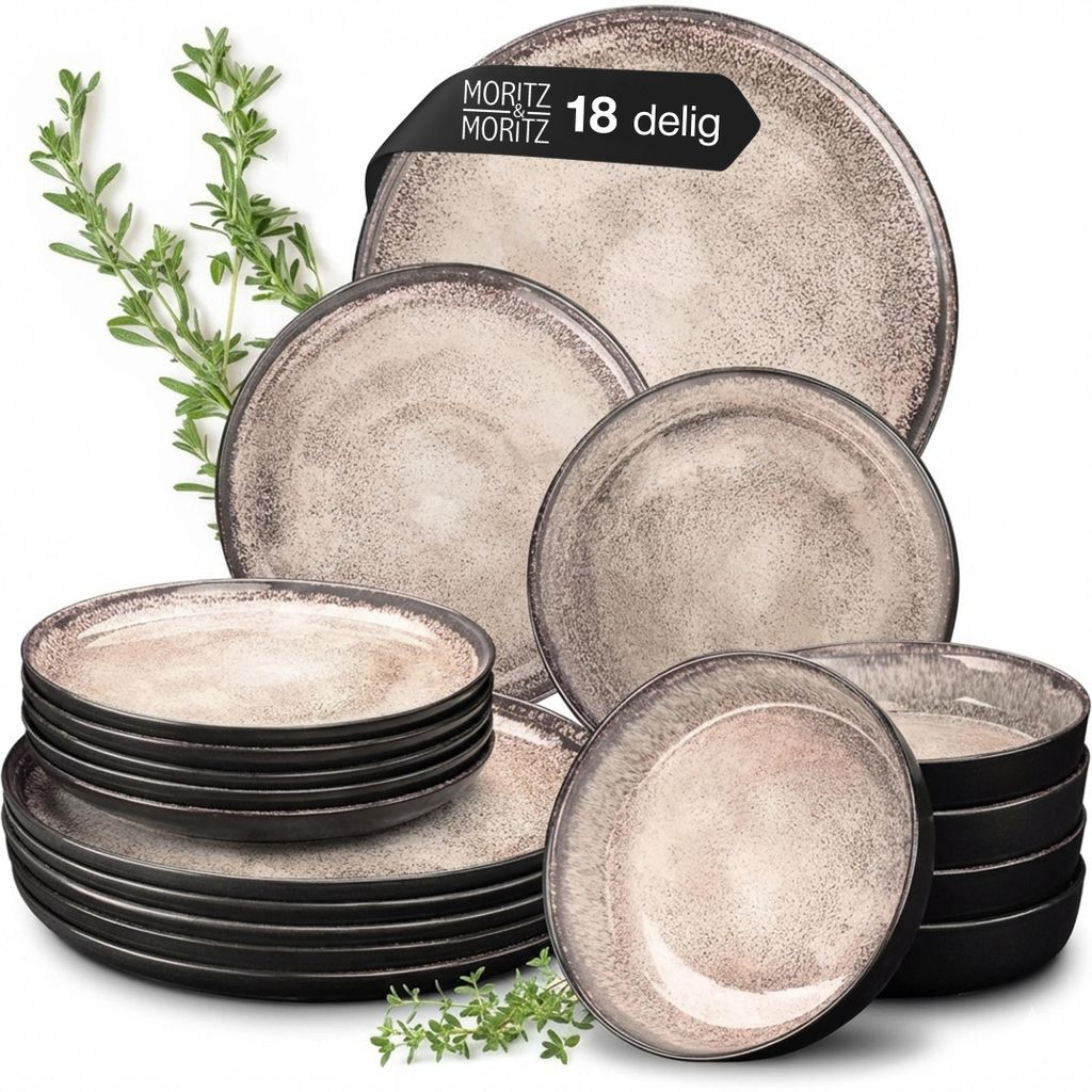 Moritz & Moritz VIDA 18-tlg Geschirr Set 6 Personen Beige Produktbild 