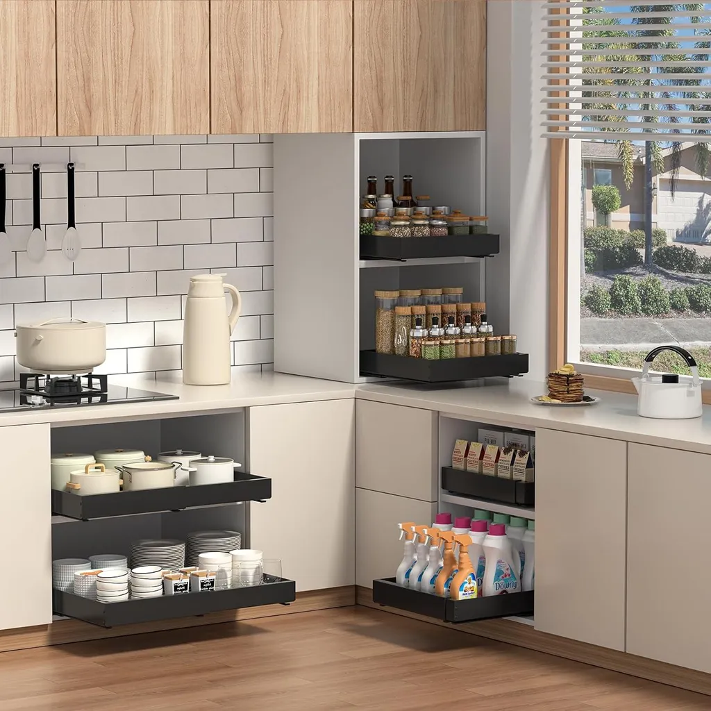Aménagement de placard cuisine : tiroir extensible pour rangement bas - 6