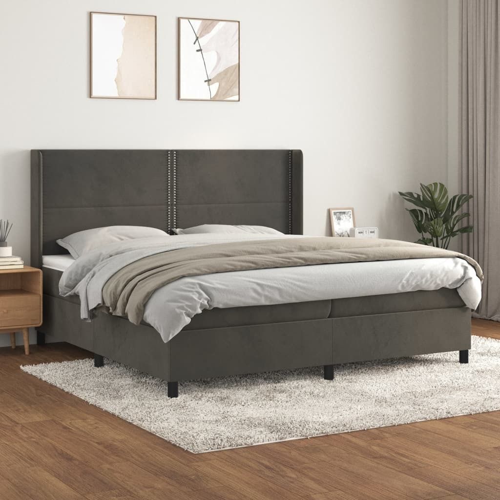 The Living Store Boxspringbett mit Matratze Dunkelgrau 200x200 cm Samt