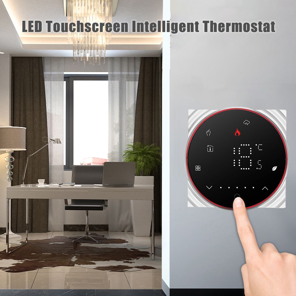 8x Smart Thermostat, Dimmbarer Lichtfarbe fuer 16A Elektroheizung Fussbodenheizung, Programmierbarer Raumthermostat Digital Thermostat Wandthermostat