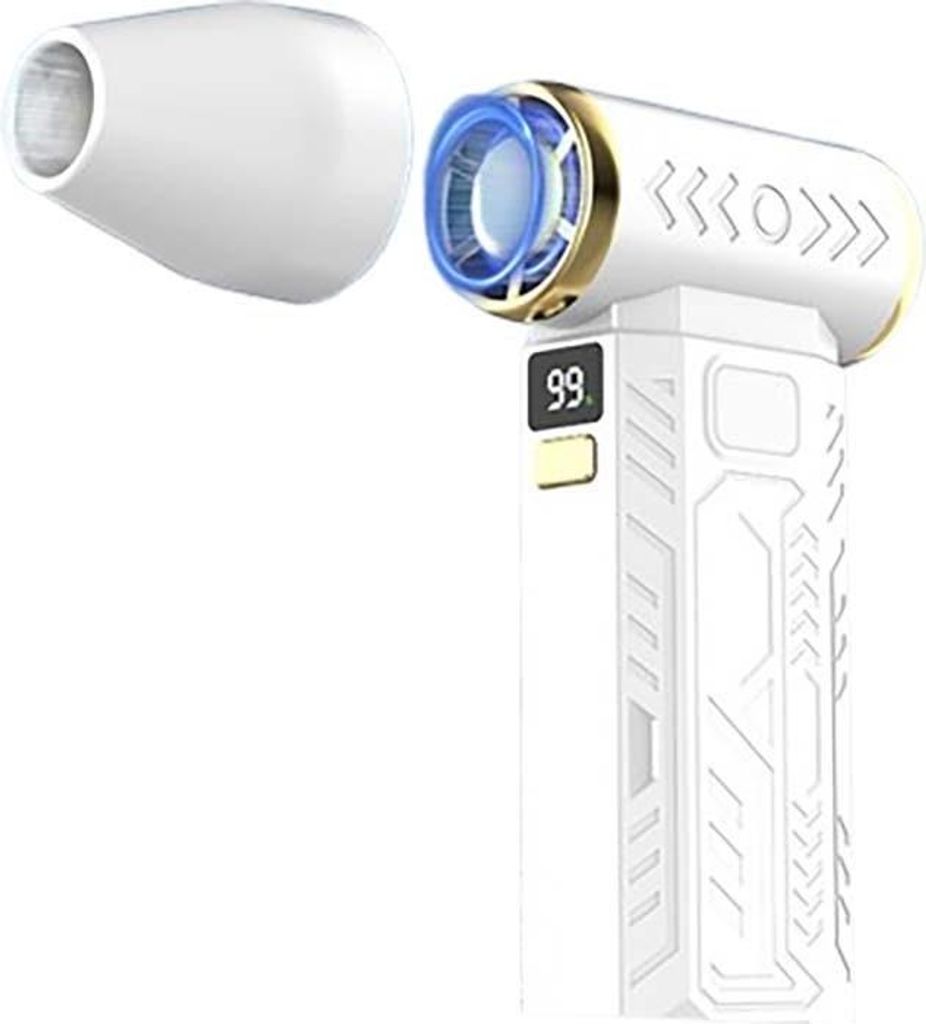 INF Hochgeschwindigkeits-Turbogebläse: Handstaubsauger mit LED & einstellbarer Geschwindigkeit Weiß