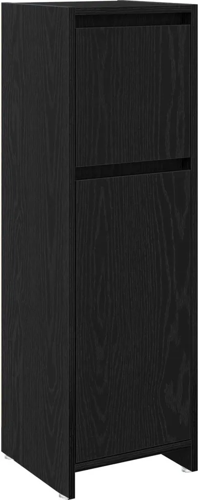 Mobile da Bagno Rovere Nero 30x30x95 cm in Legno Multistrato Robusto