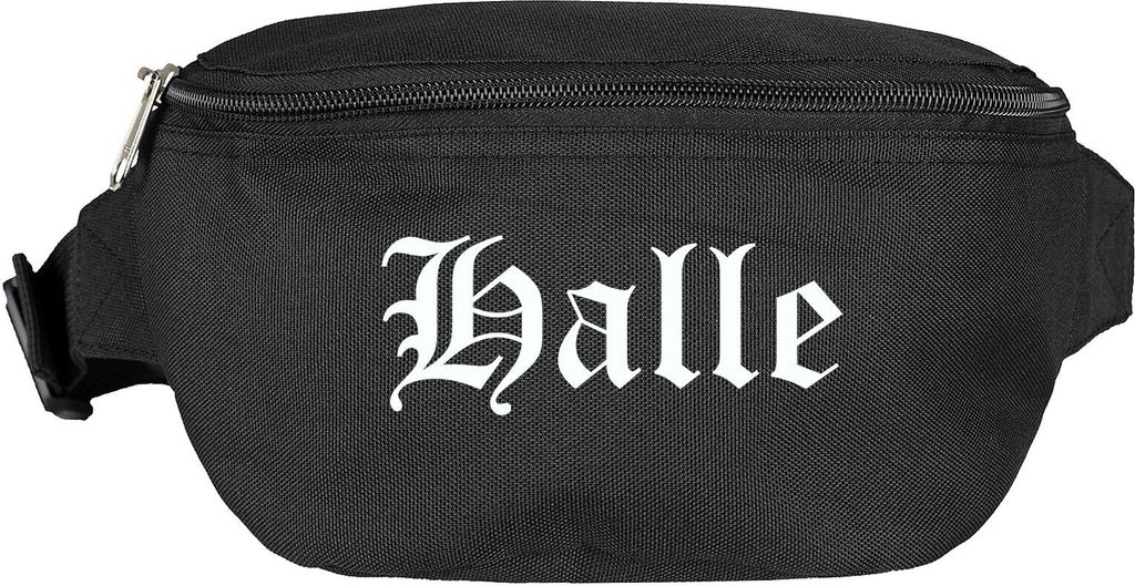 Halle Bauchtasche - Altdeutsch bedruckt - Gürteltasche Hipbag Schwarz
