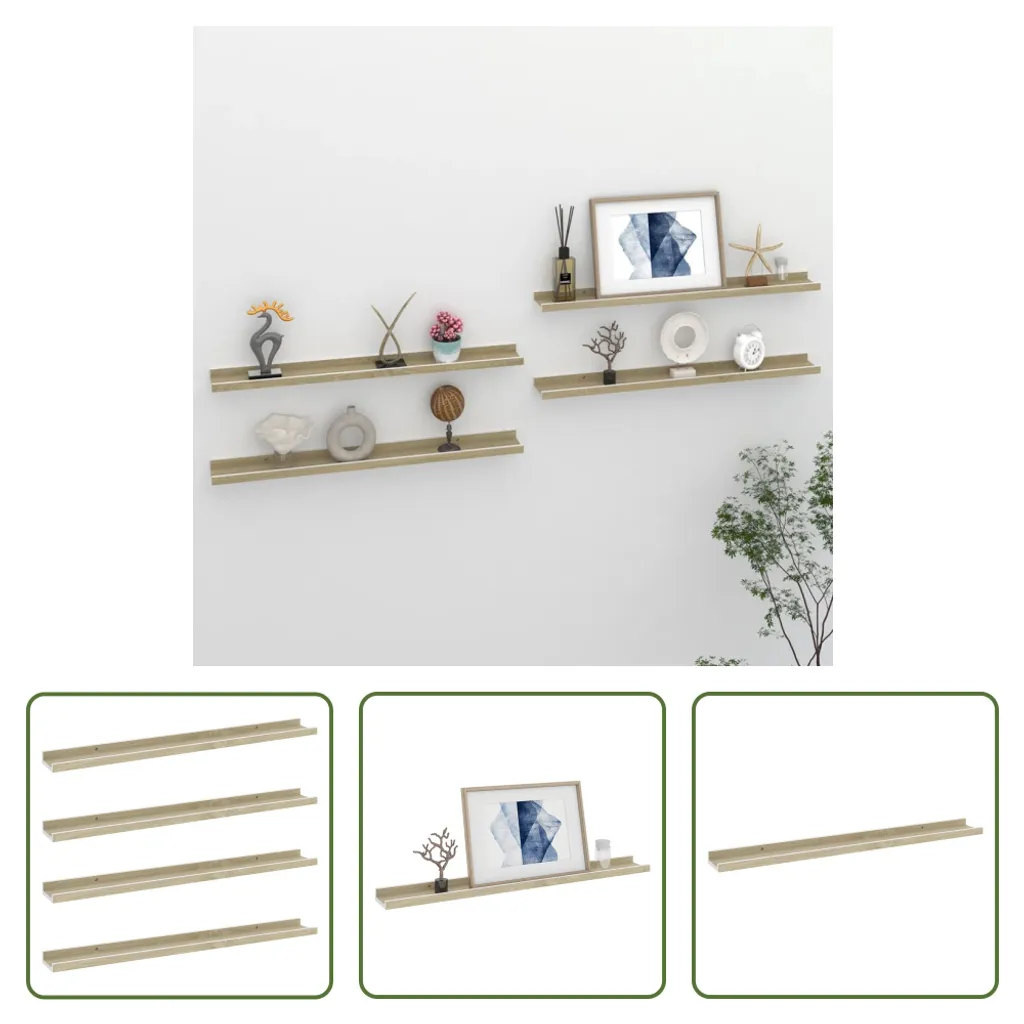 Set 4 Mensole Slim 80cm Rovere Sonoma e Bianco - Living Moderno - 10