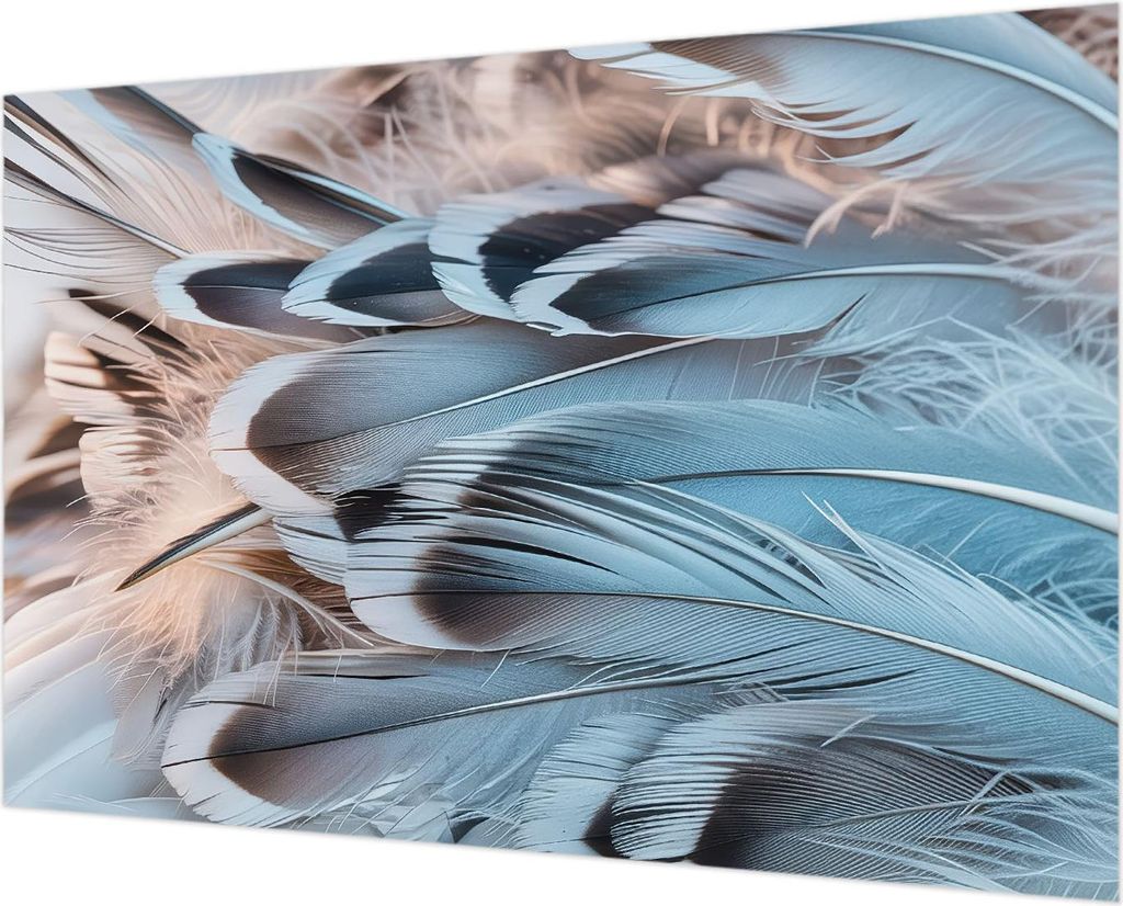 Wandtapete - Dekorative Tapete für Wohnzimmer - Tapetenfolie für Wanddekoration - 152x104 cm - Blaue Federn