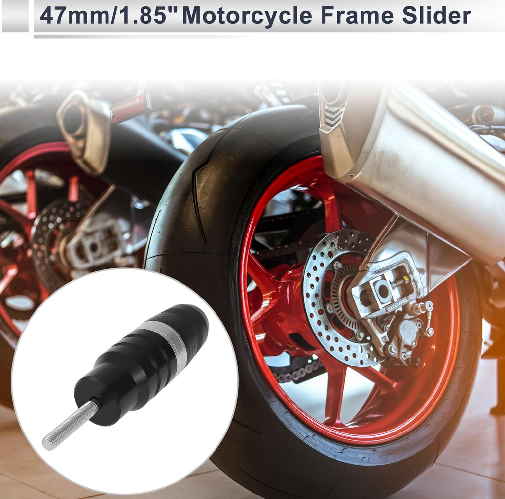 11mm Motorrad Slider Rahmen Aluminiumlegierung Kunststoff Rad Verkleidung Schutz Crash Pad Schutzbügel 47mm 135mm Bolzen Silberton 1 Set