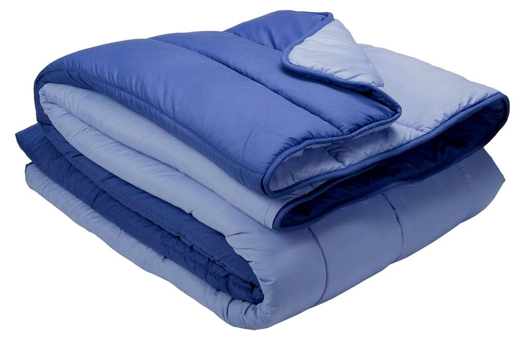 Wendebettdecke 300 g - Zweifarbige Nordische Füllung - Für Bett 90 - Federfühlig, Warm, Atmungsaktiv, Blau, 150 x 220 cm