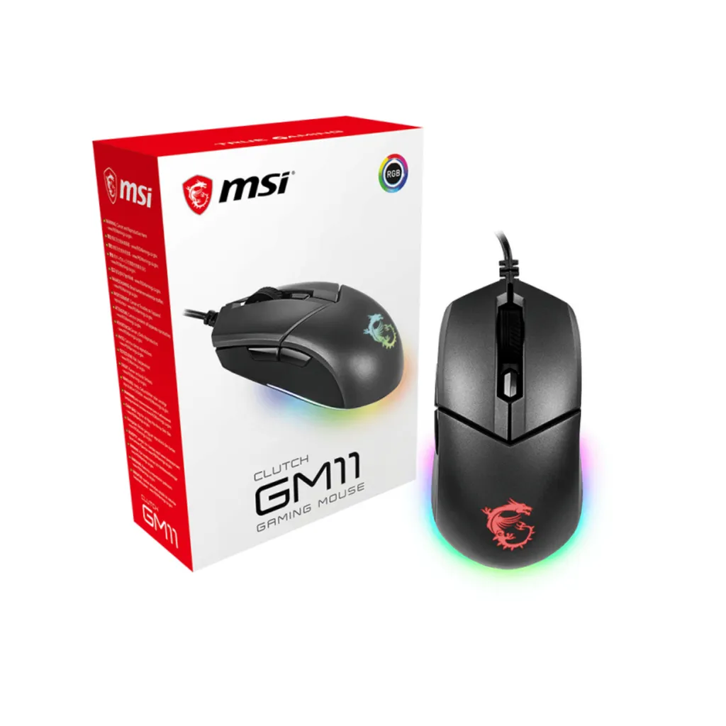 Souris Gaming MSI Clutch GM11 Filaire Noire pour PC Gamer Performant