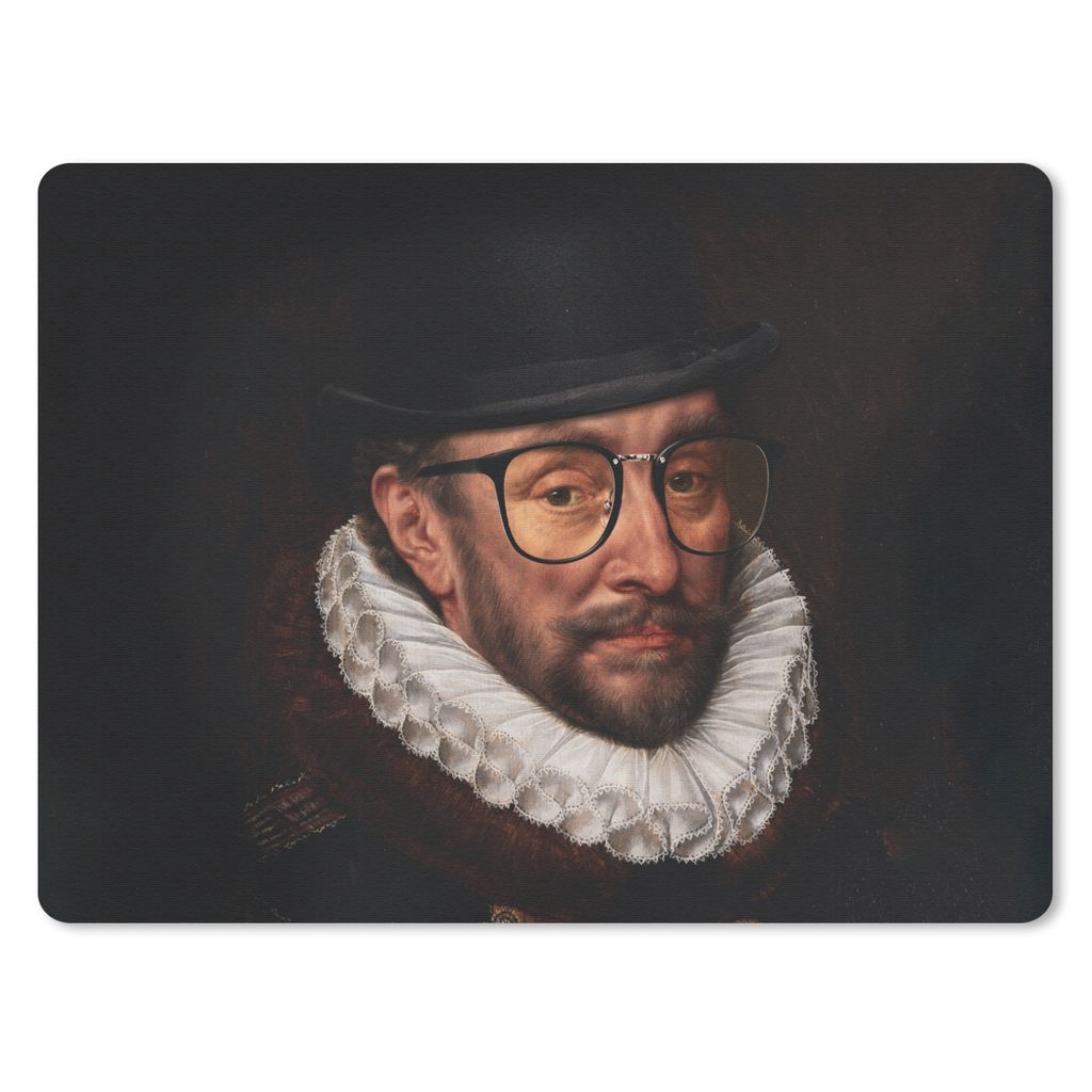 MuchoWow Mauspad Mousepad Wilhelm von Oranien - Adriaen Thomasz - Bril 40x30 cm - Mousepads - Maus Mat - Pad - Mausunterlage - Anti Rutsch