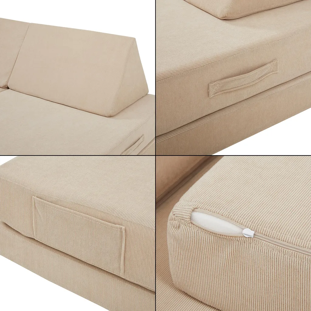 Divanetto Gioco Norhulta 5 Pezzi Schiuma Cord Beige - Design Montessori - 12