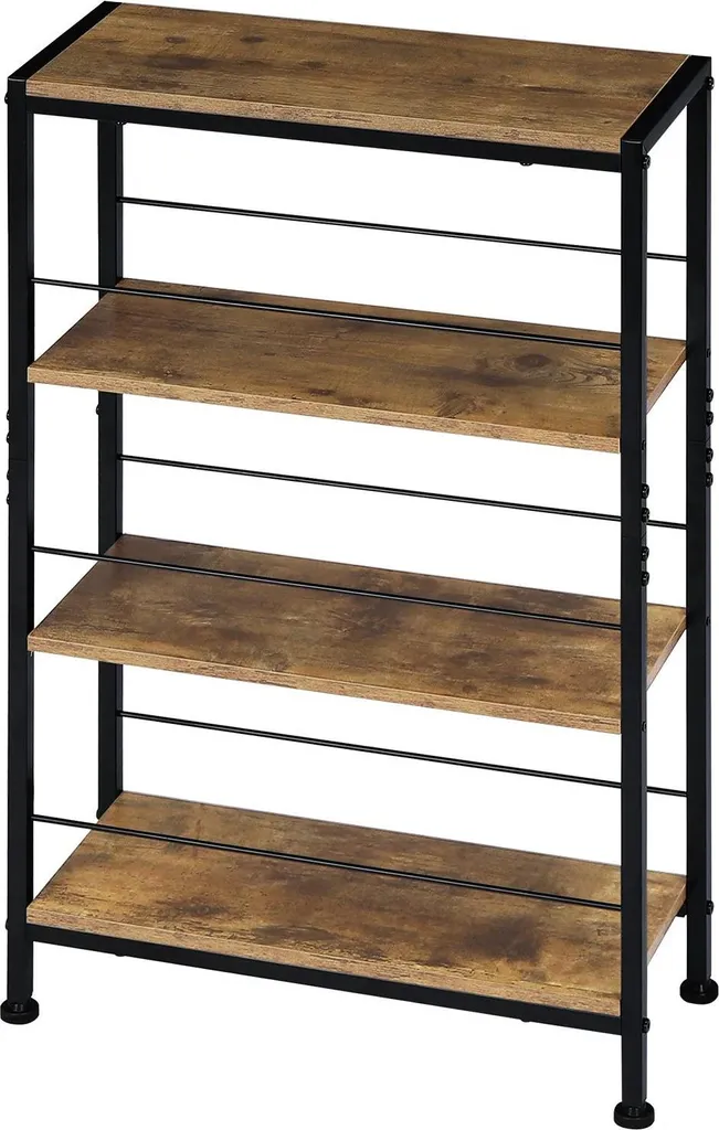 Bibliothèque étagère échelle 4 niveaux MDF 50x78x20 cm marron et noir