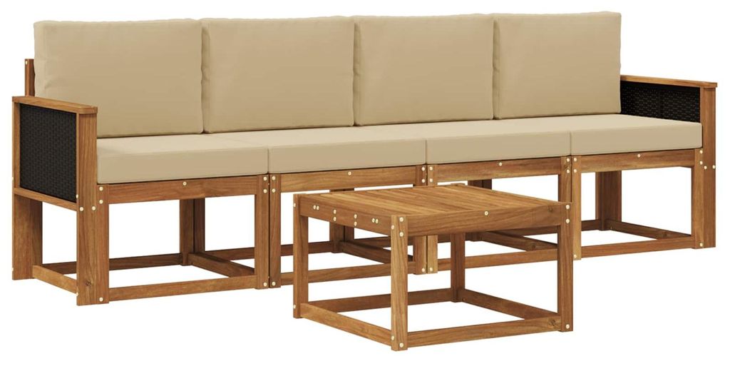 vidaXL Outdoor-Sofagarnitur mit Kissen 4 pcs Natur
