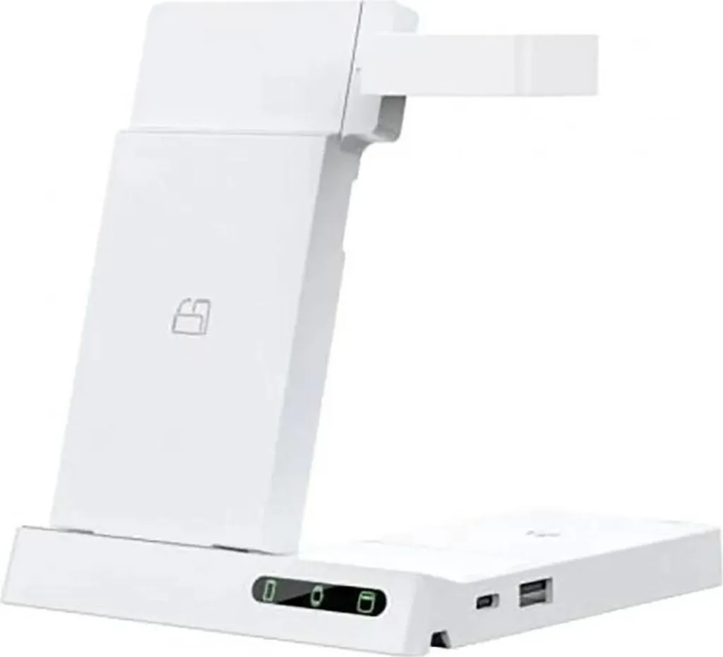 Muvit Chargeur Sans Fil MCWIR0012 avec Ports USB et USB-C de 20W Blanc
