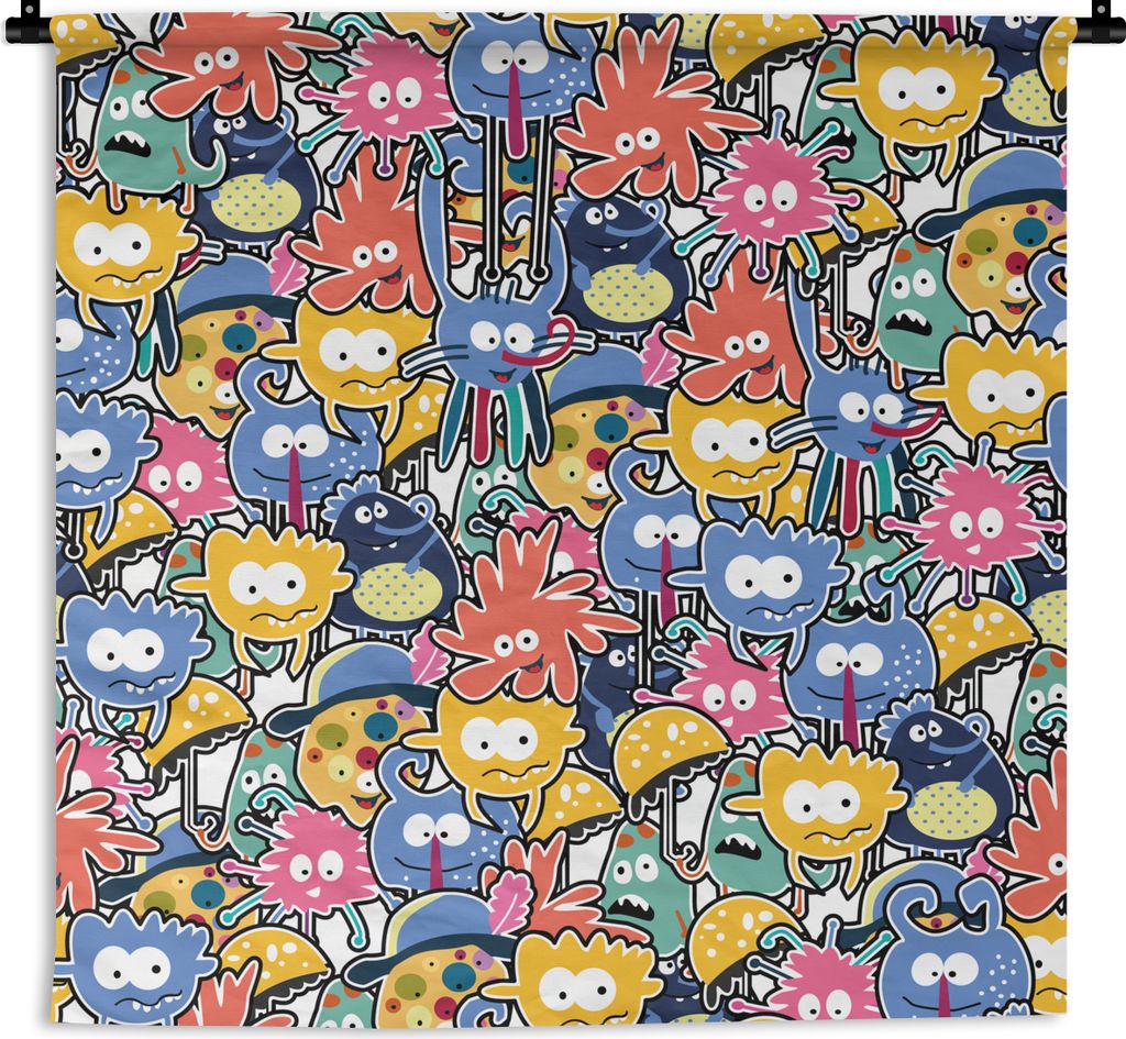 MuchoWow Wandteppich Wandbehang Design - Lustig - Abstrakt - Rot - Blau - Kinder 60x60 cm Tapisserie Dekoration Wandtuch - Dekorationen - Wand Decke