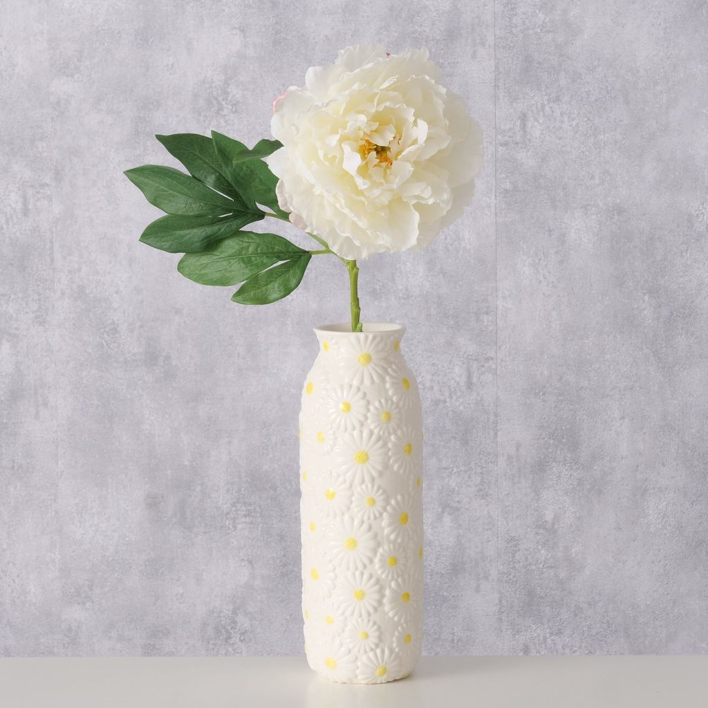 Vase "Daisy" aus Keramik mit Blumen Mustern, H28cm - Dekovase, Ganzjahresdekoration, Blumenvase - tolle geschenkidee, Handarbeit