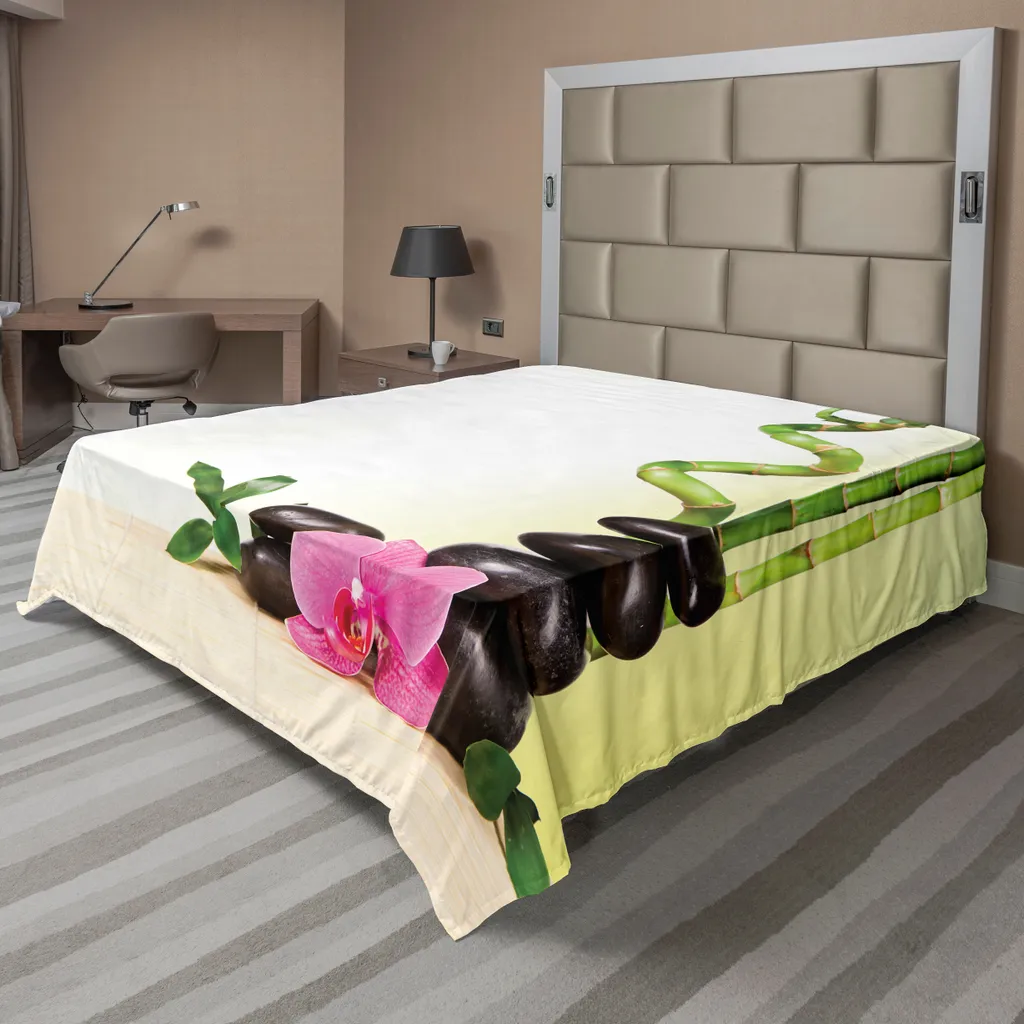 Grand drap de dessus décoratif thème Spa Asiatique 275 x 260 cm doux