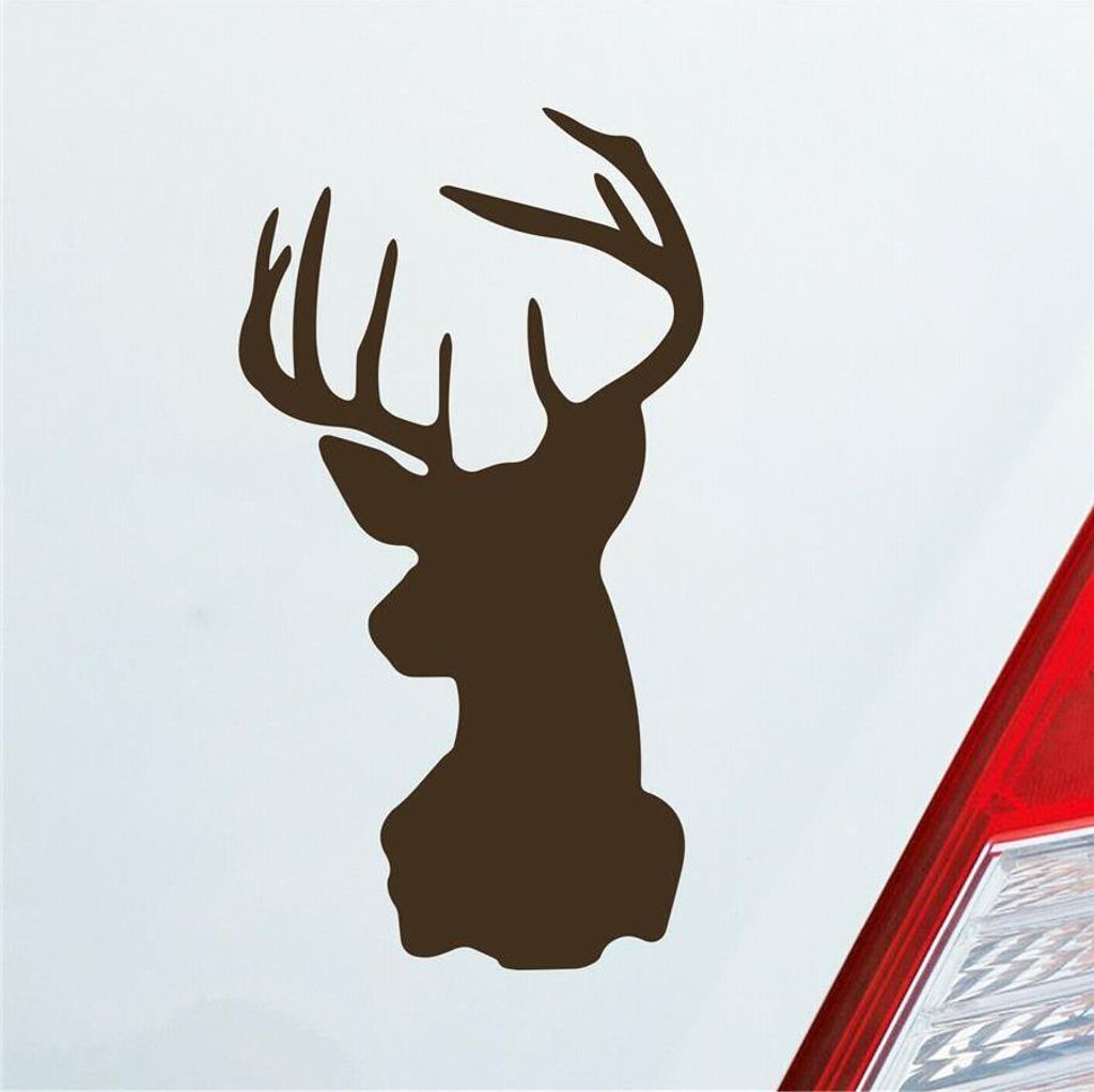 Auto Aufkleber Hirsch Geweih Jäger Wild Tier Rudi 12x6,5 cm Braun Sticker Heckscheibenaufkleber