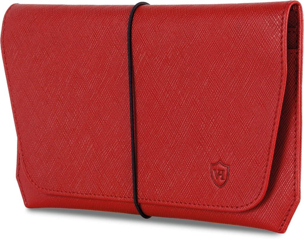 Reisepasshülle aus Nappaleder mit RFID NFC Schutz, Passport Organizer mit Kartenfächern für 4 Karten, Travel Wallet für Damen und Herren