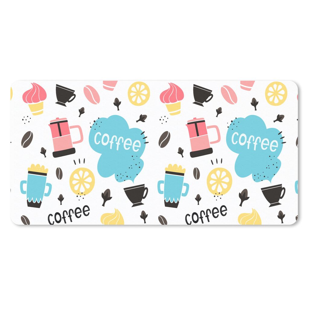 MuchoWow Schreibtischunterlage Patronen - Kaffeebohnen - Eiscreme 80x40 cm - XXL Mauspad - Gaming Mauspad