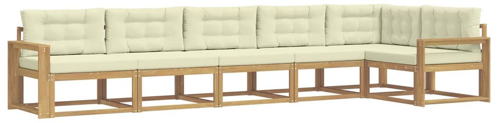 vidaXL Outdoor-Sofagarnitur mit Kissen 4 pcs Weiß und Creme Polyester