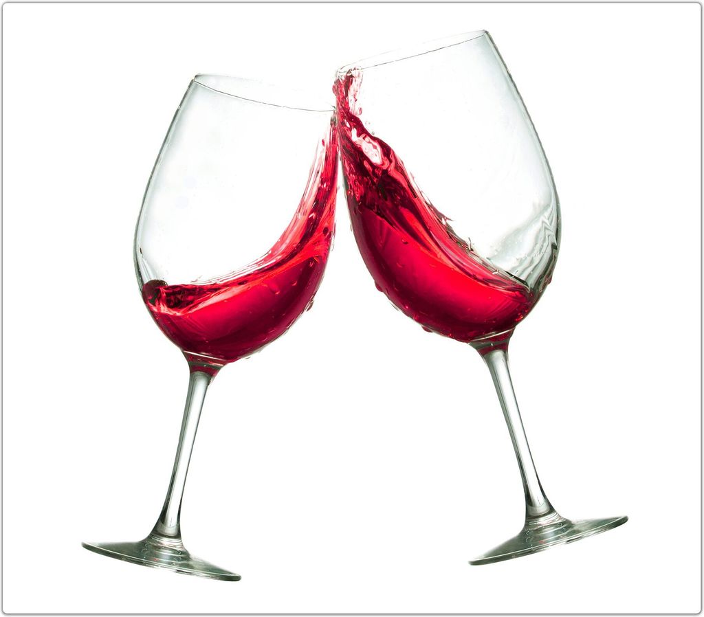 Spritzschutz Herdabdeckplatte Schneidebrett aus Glas Toasten mit rotem Wein 1-Teilig (60x52cm)