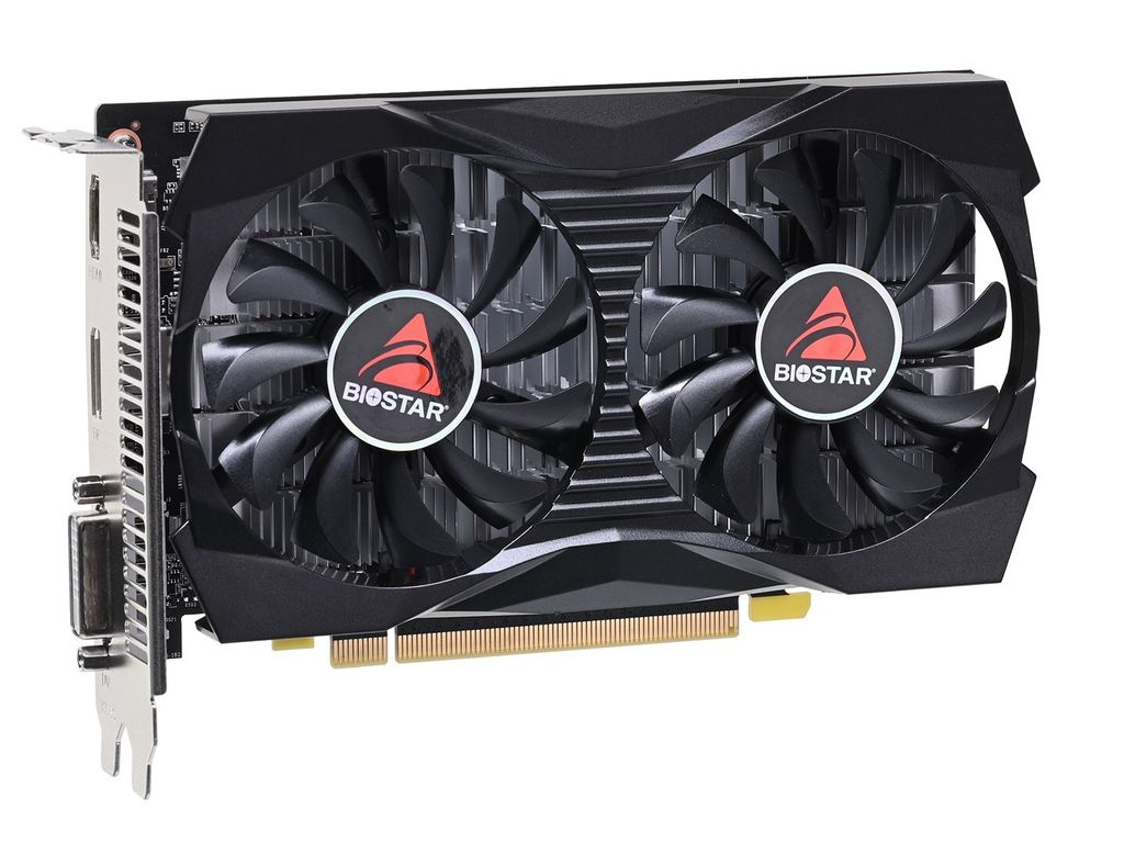 A product shot of a graphics card against a white background.
