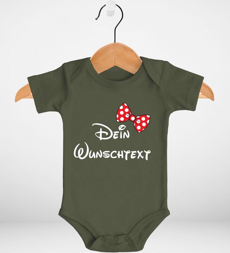 Baby Body mit Wunschtext bedrucken lassen eigene Worte eigener Text personaliert kurzarm Baumwolle SpecialMe oliv 6-12 Monate