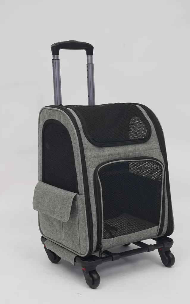 Zaino Trolley per Animali 15kg: Trasportino 2 in 1 Espandibile Grigio
