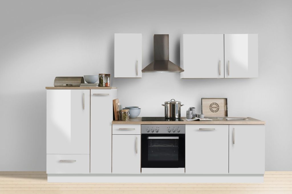Küchenzeile mit Elektrogeräten White Premium Lack Weiß 300 Produktbild 
