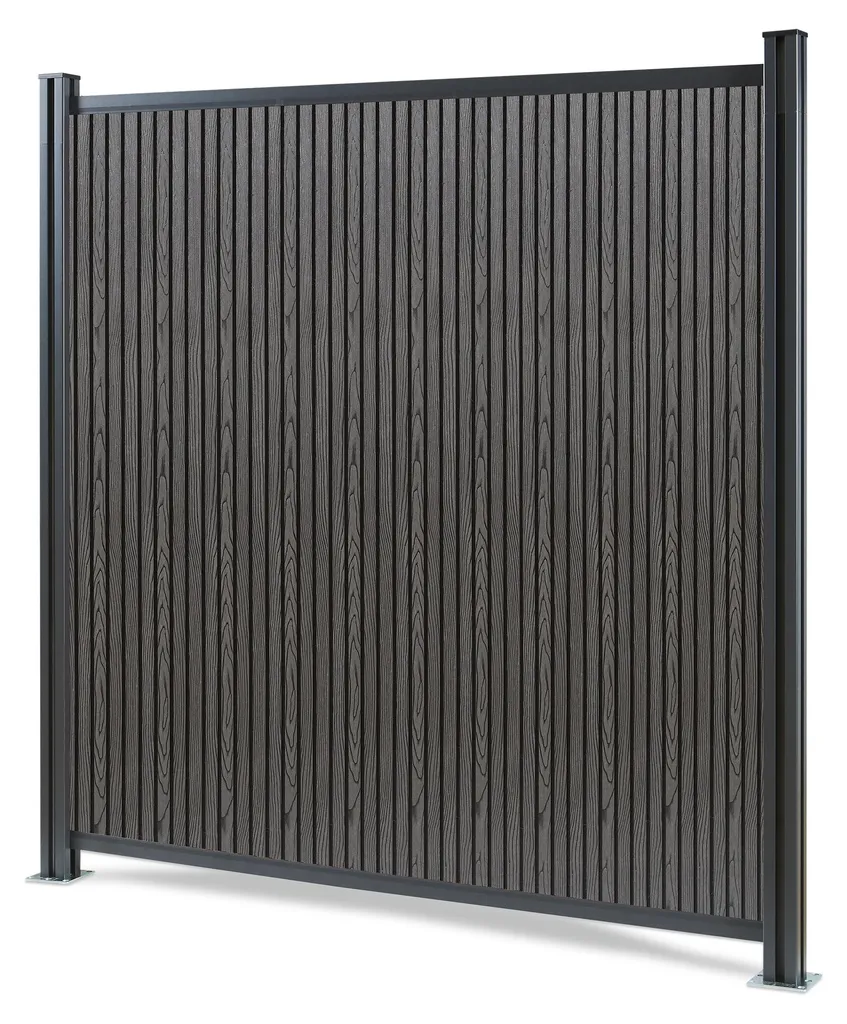 Clôture WPC Grassano résistante aux intempéries - Gris anthracite 185x180