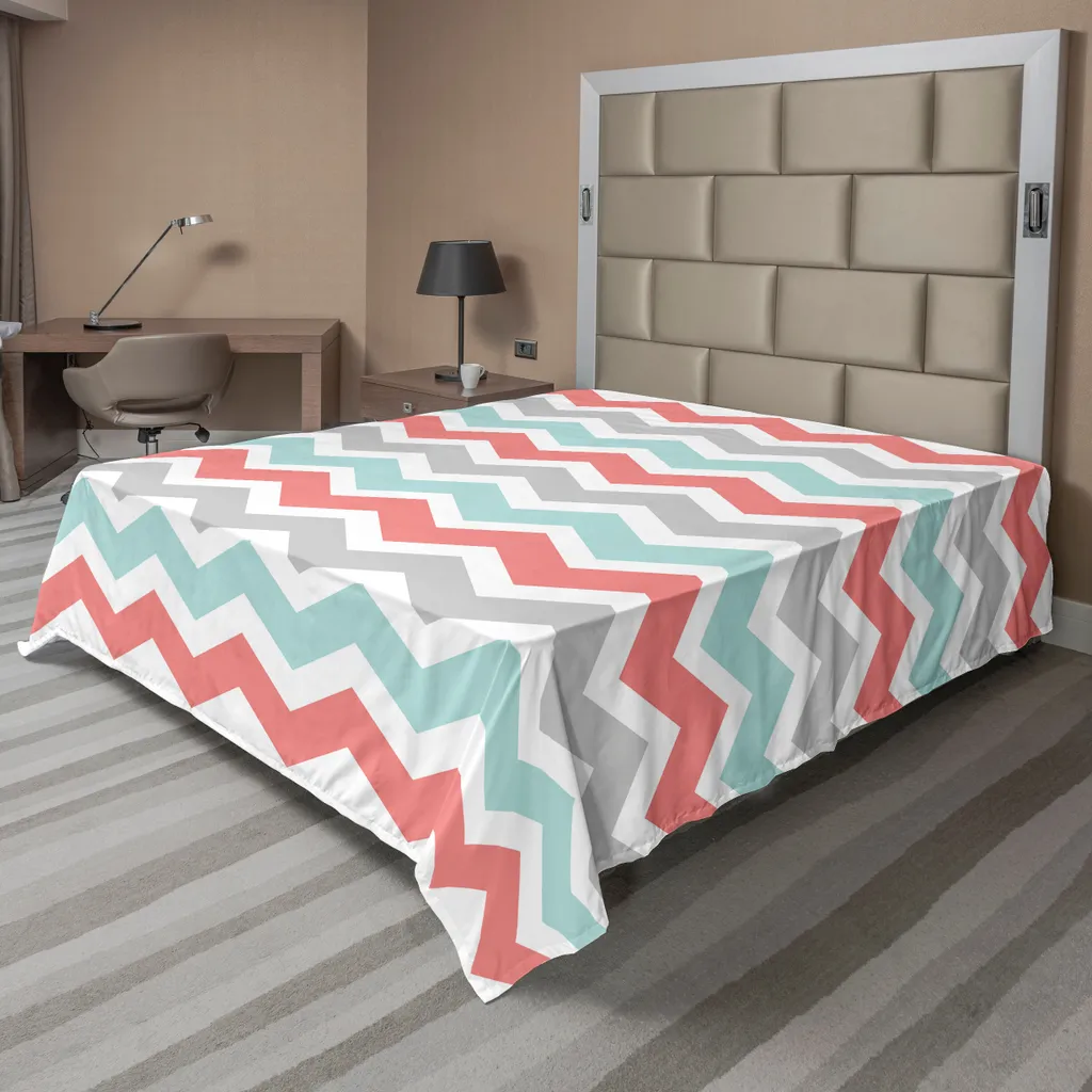 Drap supérieur doux motif zigzags anthracites 260x228 cm pour lit double