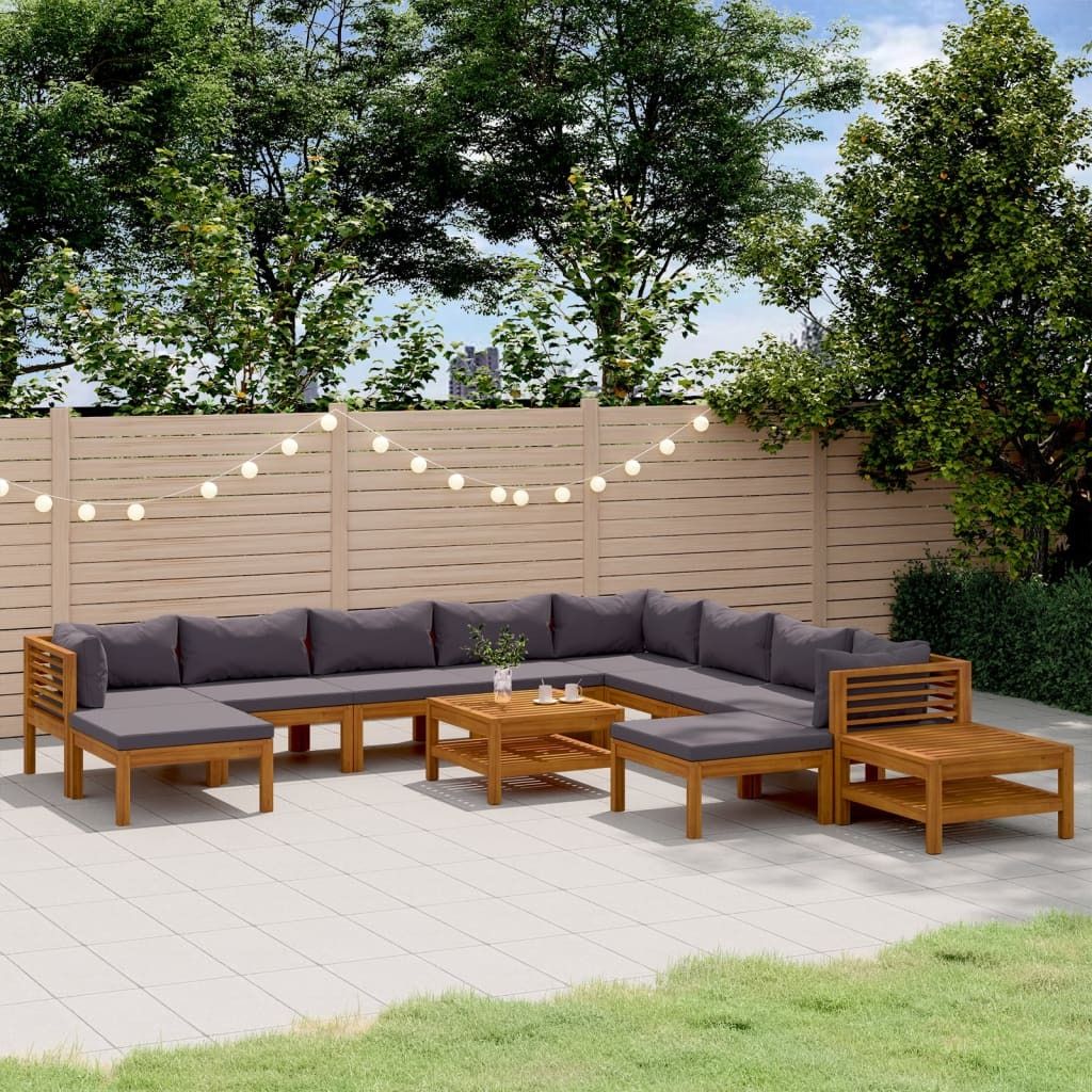 "2026 Promotion" 12-tlg. Garten-Lounge-Set - Sitzgruppe - mit Auflage Massivholz Akazie - Gartenmöbelset CC4271