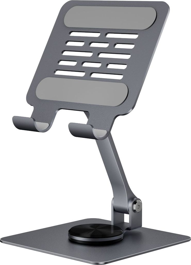Tablet-Staenderhalter, faltbare Konstruktion Kohlenstoffstahl, Schreibtischstuetze aus Aluminiumlegierung fuer iPad mit 360¡ã-Drehung, Kuehlfunkt...