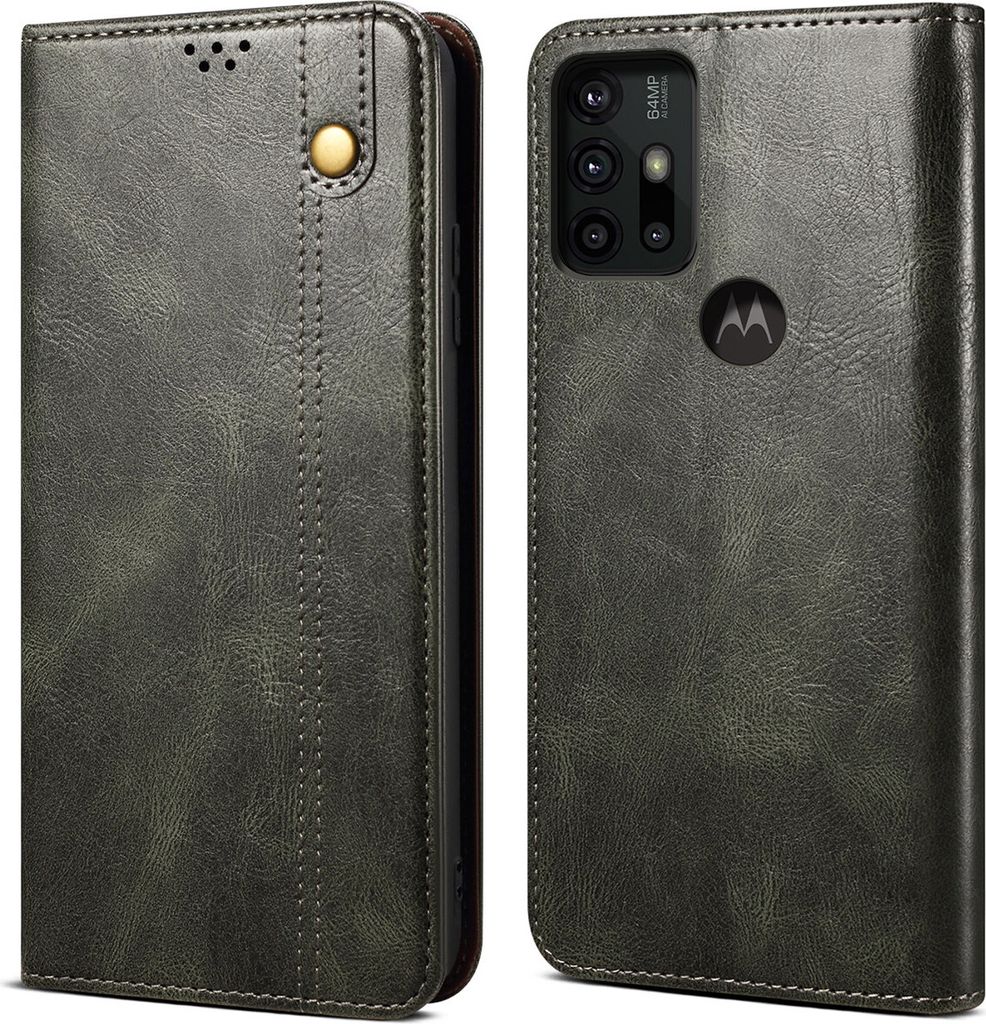 Moto G30 Hülle, Leder Flip Brieftasche Schutzhülle mit Standfunktion für Motorola Moto G30 Grün