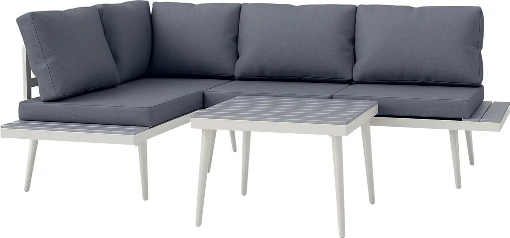 Salon Jardin Gris 3 Pièces Modulable, Dossier Réglable 5 Positions Outsunny