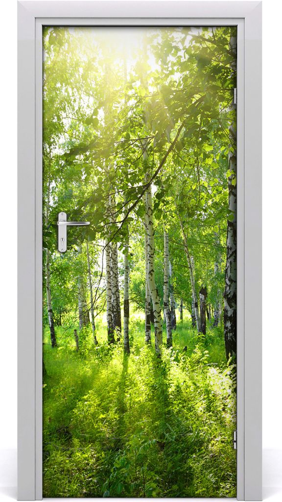 Tulup Türaufkleber 85x205 cm Dekorative Aufkleber Selbstklebend Wasserdichte Tapete Abnehmbar Schlafzimmer Wohnzimmer Wohnkultur - Birkenwald