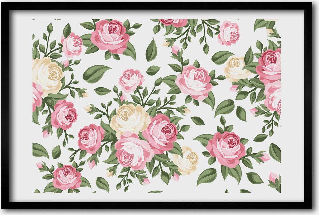 Bild 60x40 MDF-Rahmen, Wandkunst Rosen