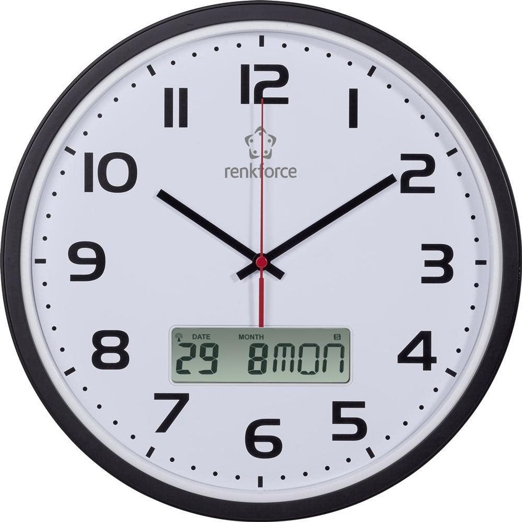 renkforce Funk Wanduhr HD-WRCL135 32 cm x 4.5 cm Schwarz Immagine del prodotto 