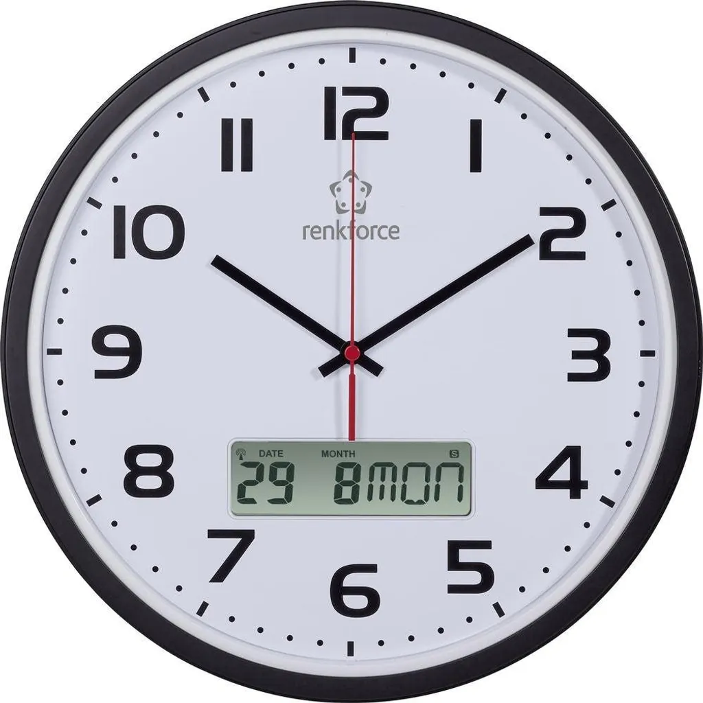 Horloge murale 32 cm radio-pilotée HD-WRCL135 à réglage automatique