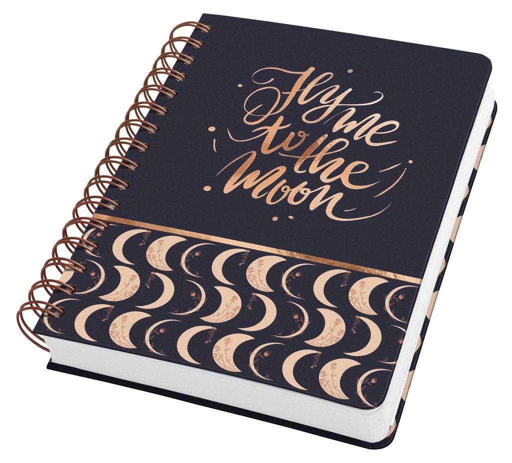 SIGEL JN625 Spiral-Notizbuch Jolie - Moonlight Melody - punktkariert (Dot-Lineatur) - 120 g/m² - ca. A5 - schwarz, beige, apricot - Hardcover - 24...