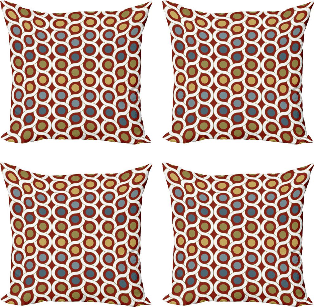 ABAKUHAUS Abstrakt Kissenbezug Set (4 Stück), Kreise kurvige Linien, Moderner Doppelseitiger Digitaldruck, 40 cm x 40 cm, Mehrfarbig