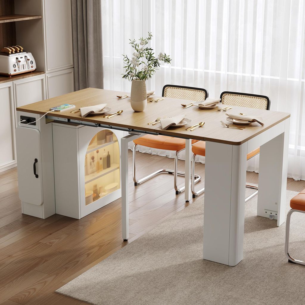 Tavolo da pranzo allungabile Flieks con mobile contenitore, Immagine del prodotto 