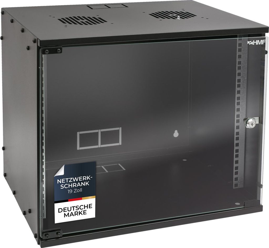 HMF 65709-02 Serverschrank 19 Zoll, 9 HE, Netzwerkschrank, 51 x 40 x 45 cm, Schwarz