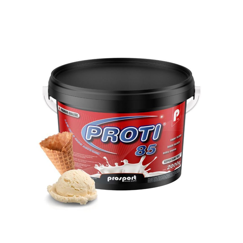 Prosport Proti 85 – Ice-Cream 2000g - Mehrkomponenten-Protein mit Whey, Casein & Eialbumin – 10 Vitamine, BCAAs & EAAs – Eiweißshake, extr...
