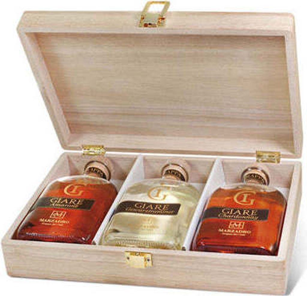 Marzadro Collezione Giare | Geschenkset aus Holz mit 3/0.2l.