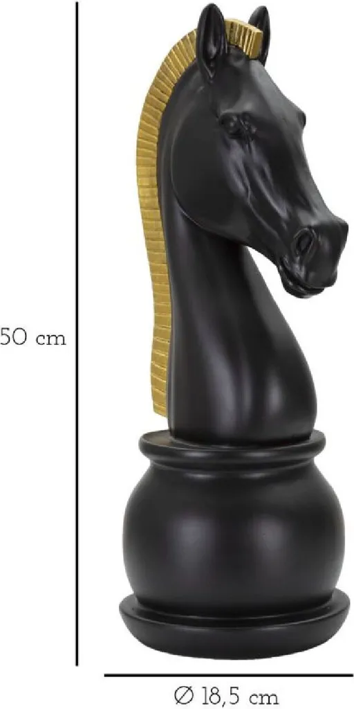 Objet Déco Échecs Cavalier 50 cm Noir Or pour Salon et Bureau Chic - 9